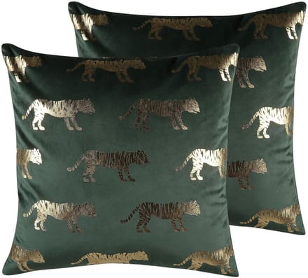 BLUEBELL - Sierkussen set van 2 - Donkergroen - 45 x 45 cm - Fluweel