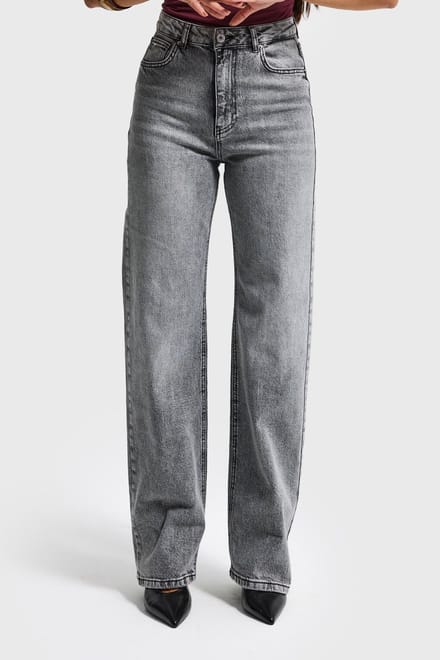 It's Basic - STRAIGHT MID RISE JEANS - STEEL