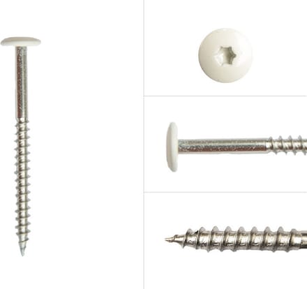 Wovar Kleurkopschroeven Wit rvs 4.8 x 50 mm | Doos 100 Stuks