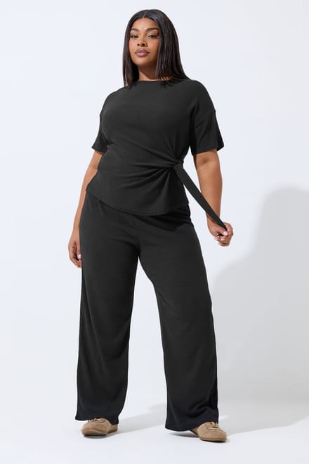 Limited Collection Zwarte Getextureerde Top Met Strik Size 44