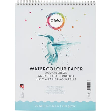 Aquarelblok Qrea 24x32 20 vel 200gr spiraal
