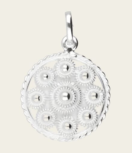 Zilveren Goese platte knop knoop 18 mm. ketting hanger