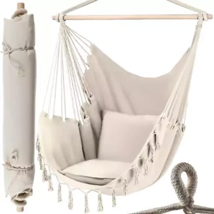 Gardlov Beige Braziliaanse Hangstoel met Kussens - Luxe Ontspanning in Uw Tuin