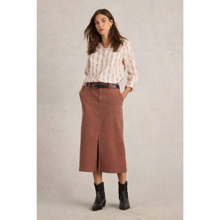 White Stuff Maren Midi Skirt Dark Tan Taglia: 14 REGULAR | Minigonne Outlet | Donna