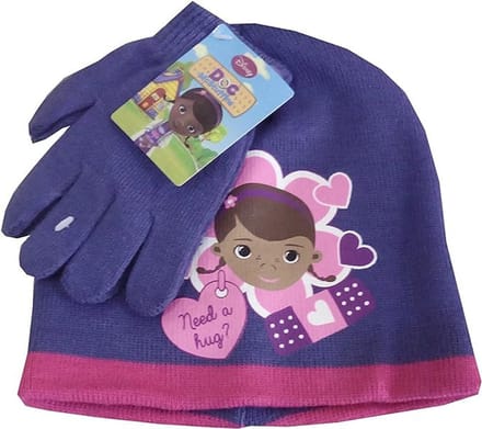 Doc McStuffins Hug Paarse Disney Dr. Plush Kinderhoed + Handschoenenset 52 cm