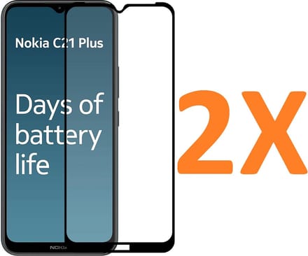 Volledige dekking Screenprotector Glas - Tempered Glass Screen Protector Geschikt voor: Nokia C21 Plus - 2X