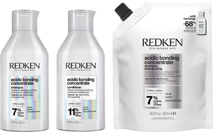 Redken Acidic Bonding Concentrate Shampoo 300ml + Conditioner 300ml + Shampoo Refill 500ml