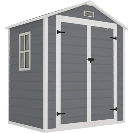 4goodz Tuinschuur metaal - dubbele deur en raam - alu frame - grijs