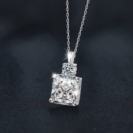 Princess Cut Moissaniet Hanger Ketting-Met GRA-certificaat