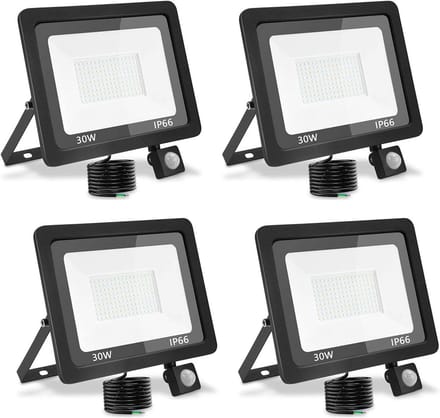 4-delige 30W LED Buitenlamp met Bewegingssensor 3000 Lumen 6000K IP66
