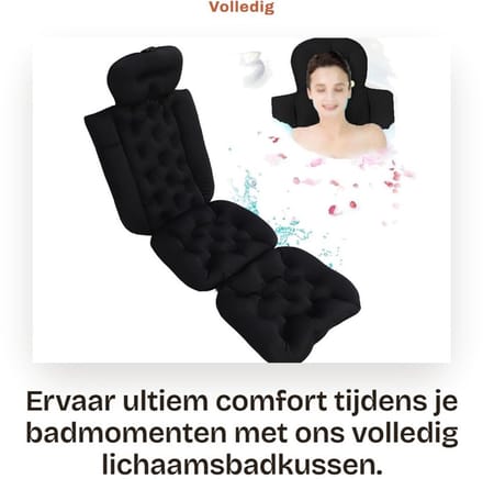 Dailygoods- Badkussen Ergonomisch Ontwerp - Antislip Badmat - Kussenhoofdsteun - Volledig Lichaamsbadkussen - Comfortabel Gebruik - 122 cm