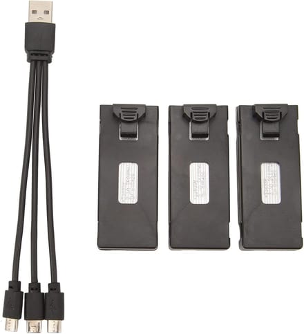 Krachtige Lithium Batterij voor RC Drones - 3 Stuks 3.7V met 3-in-1 Oplaadkabel, Lichtgewicht en Draagbaar voor E88 E88Pro LS E525 E525Pro (2600mAh)