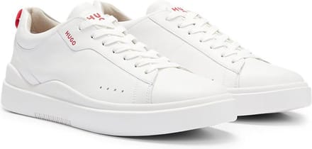 Sneakers van leer met labeldetails, model 'Blake'