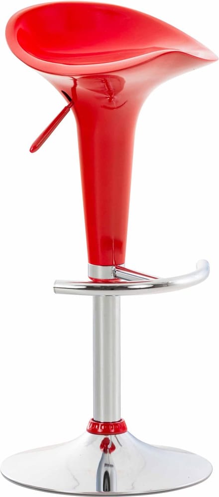 CLP Saddle Barkruk - Verstelbaar - Voetsteun - Kunststof - rood/chroom