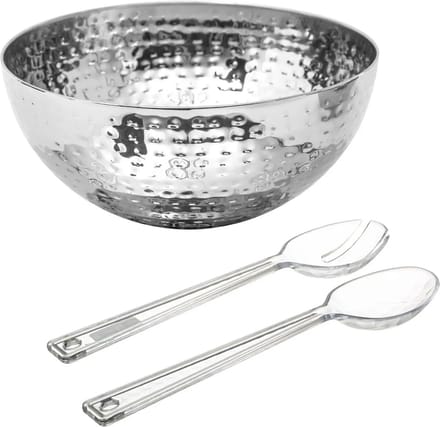 Secret de Gourmet Slakom/serveerschaal en slacouvert - RVS - D29 cm