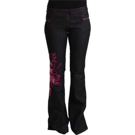 Exte Dames Zwarte Katoen Stretch Middelhoog Taille Flared Denim Jeans