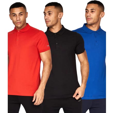 Crosshatch Heren Traymax Poloshirt (Doos van 3) (Zwart/Blauw/Rood)