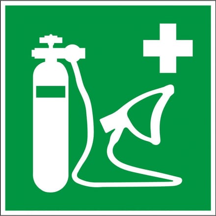 Zuurstofmasker sticker - ISO 7010 - E028 50 x 50 mm - 10 stuks per kaart