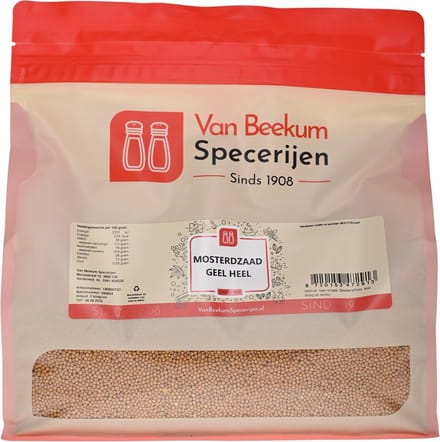Van Beekum Specerijen - Mosterdzaad Geel Heel - 2 KG (hersluitbare stazak)