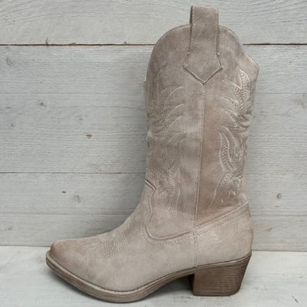 Suèdine cowboylaars met stiksel beige Beige / 36