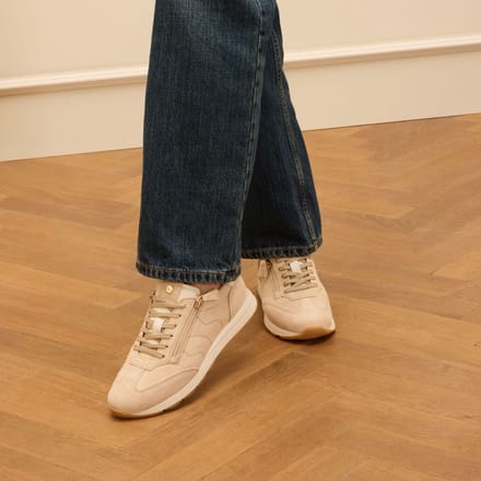 No Stress - Dames - Beige suède sneakers met rits - Maat 39