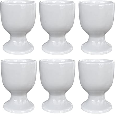 Set van 3 eierdopjes van porselein - ca. 6,5 x 5,5 cm (wit)