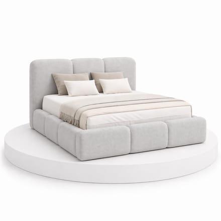 Japandi Bed Hikari - 200x220 Compleet - Boxspring met opbergruimte - Lichtgrijs - BalBedden