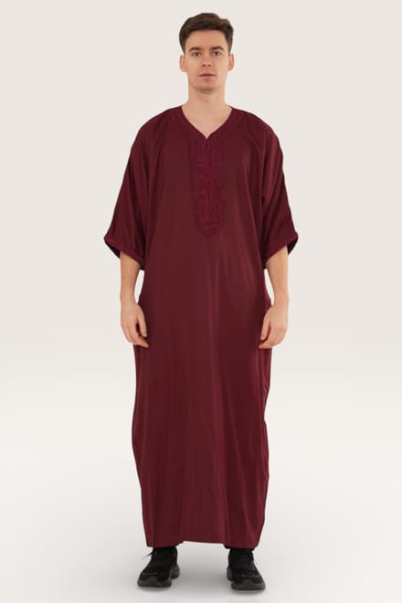 Heren rode Marokkaanse Thobe Jubba Robe Eid Djellaba Gandoura LFS - HM62