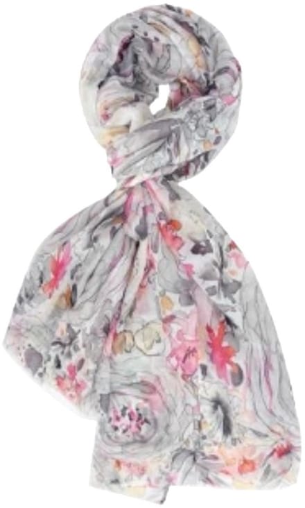 Dunne Sjaal - Print - (21252#) - Grijs/Ecru