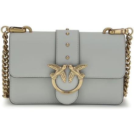 PINKO schoudertas Love One Mini ST. CL. Pearl Grey - Antique Gold blauwgrijs