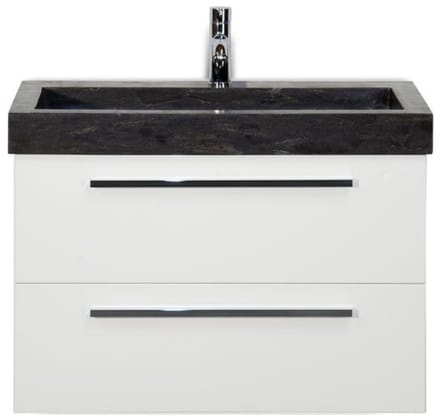 Seville Badmeubelset 80 cm - Wit Hoogglans - Wastafel Hardsteen Wit Lucca