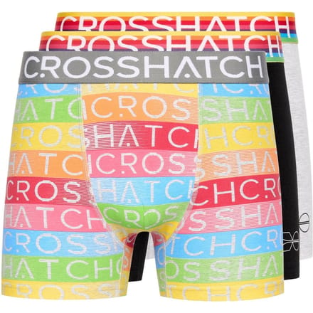Crosshatch Heren Rainbow Mix Boxershorts (Set van 3) (Grijs)