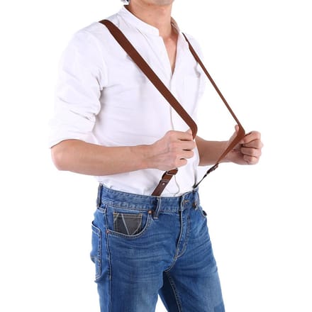 Volwassen Knoopgespen Bretels Verstelbare Riemen Broek Broek Bretels Elasticiteit Riem Bruin white