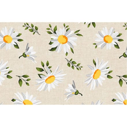 Motiefstof in linnenlook "Margrieten"