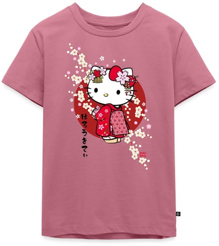 Hello Kitty In Een Rode Kimono En Kersenbloesems Premium T Shirt Kinderen