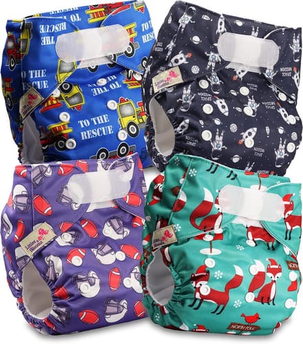 Herbruikbare broekluier voor baby's - Klittenbandsluiting, 4 stuks, Maat aanpasbaar