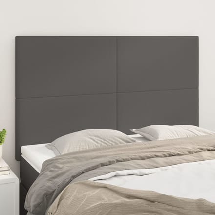 vidaXL - Hoofdbord - grijs - 144x5x118/128 - cm - kunstleer