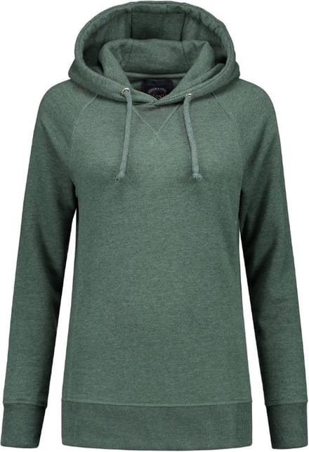 Lemon & Soda Heavysweat raglan sweater met capuchon voor dames groen gemêleerd maat S