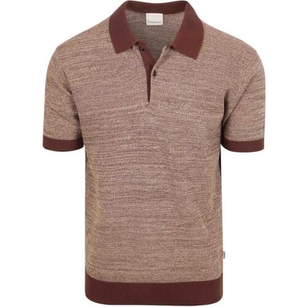 KnowledgeCotton Apparel Polo Knitted Chocolate - Maat M - Heren - Casual T-shirts