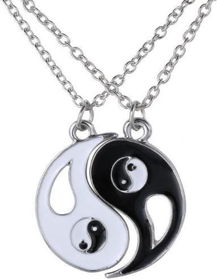 BY-ST6 Duoketting Yin/Yang kleur zilver