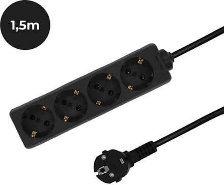 Stekkerdoos viervoudig - Tafelcontactdoos – 1.5m – Zwart
