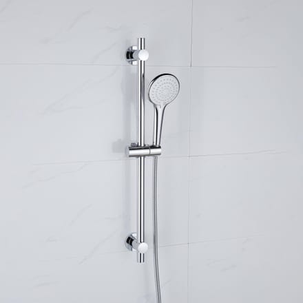 Adema Sparkle 2.0 Glijstangset - 70cm glijstang - ronde handdouche - metalen doucheslang - chroom