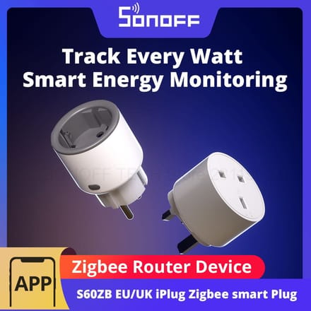 SONOFF S60ZB IPlug Zigbee Smart Plug Energiebewaking Draadloze stopcontacttimer Slimme schakelaar Spraakbesturing Google Home Amazon Alexa