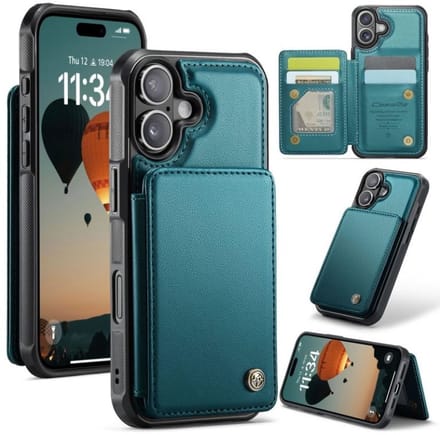 Luxe Portemonnee Backcover met Anti-RFID kaarthouders voor iPhone 17 _ Groen