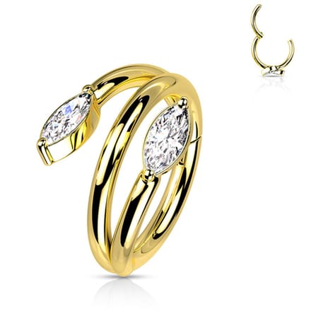 Piercing clicker ring dubbel blad 1.2x8 - goud - LMPiercings