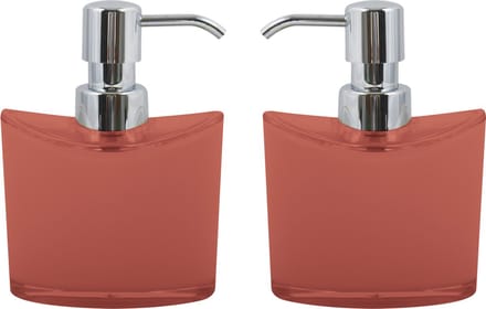 MSV Zeeppompje/dispenser Aveiro - 2x - PS kunststof - terracotta/zilver - 11 x 14 cm - 260 ml