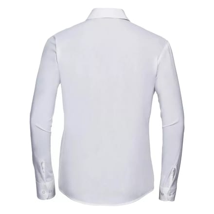 Russell Collection Dames/Dames Klassiek Popeline Easy-Care Overhemd met Lange Mouwen (Wit)