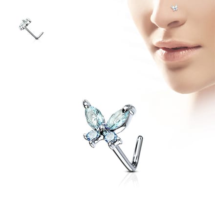 Neuspiercing vlinder sierlijk 0.8x6x5 - zilver aqua - LMPiercings