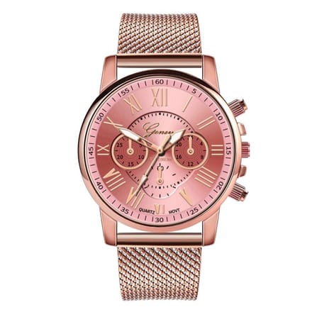 Fako - Horloge - Geneva - Roman - Mesh Look Rosé - 40mm - Roze