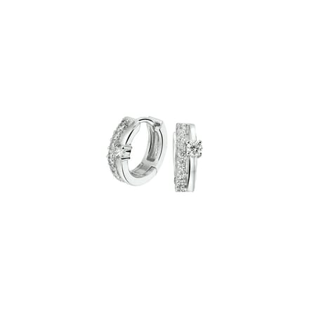 Zilver Gerhodineerd Klapoorringen Zirkonia 1322395